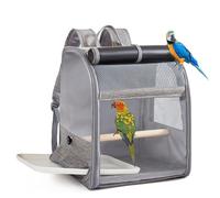 FHGSPQWM Sac à dos ergonomique pour perroquets - Cage de protection solaire en maille avec double tasse d'alimentation pour oiseaux médias - Sac à dos portable avec tasses d'alimentation
