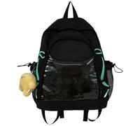 FHGSPQWM Sac à dos polyvalent transparent décontracté en PVC Sac à dos japonais Grande capacité Sac à dos pour étudiant Sac à livres en nylon, Noir , Large
