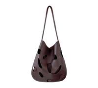 FHGSPQWM Sac à main à bandoulière en tissu PVC avec découpe géométrique et compartiment spacieux, design ergonomique, idéal pour les femmes modernes, sac à bandoulière en polyester, café, One Size