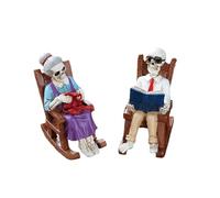 FHGSPQWM Statue en résine fabriquée à la main sur une chaise à bascule - Résistante aux intempéries - Pour étagère et cheminée - Ornement artistique de jardin pour couple