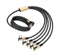 FHGSPQWM TangleFree Câble USB C 5 en 1 avec plusieurs chargeurs d'appareils avec nylon tressé et sangles magiques pour un rangement facile Câble USB C à charge rapide