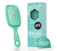 FHI Heat UNbrush Brosse Démêlante à Cheveux Secs ou Mouillés, Brosse à Cheveux Aérée, Brossage sans Douleur, Tous Types de Chevelure, Picots DuoFlex Antistatiques, Manche Léger, Vert Turquoise