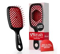 FHI Heat UNbrush Brosse Démêlante à Cheveux Secs ou Mouillés, Brosse à Cheveux Aérée, Brossage sans Douleur, Tous Types de Chevelure, Picots DuoFlex Antistatiques, Manche Léger, Rouge Canyon