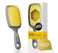 FHI Heat UNbrush Brosse Démêlante à Cheveux Secs ou Mouillés, Brosse à Cheveux Aérée, Brossage sans Douleur, Toute Chevelure, Picots DuoFlex Antistatiques, Manche Léger, Jaune Cérémonie du Soleil