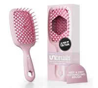 FHI Heat UNbrush Brosse démêlante pour un brossage sans douleur de tous types de cheveux humides ou secs, poils antistatiques DuoFlex durables, poignée légère, brosse à cheveux ventilée, rose pivoine