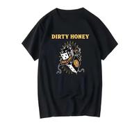 FHIAYRX Dirty Honey Band Music Heavy Cotton Black T Shirt Short Sleeves Vintage Washed Soft Casual Top for Everyday Wear