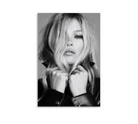 FHILTNMWC Kate Moss Poster de photographie encadrée en noir et blanc avec cadre en bois intégré pour maison, chambre à coucher, garage 40 x 60 cm sans cadre