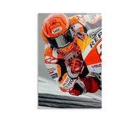 FHILTNMWC Marc Márquez Poster sur toile encadré avec cadre en bois intégré pour la maison, la chambre à coucher, le garage, 50 x 75 cm, style sans cadre