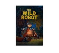 FHILTNMWC Poster de film de science-fiction vintage The Wild Poster Robot 2024 encadré sur toile avec cadre en bois intégré pour maison, chambre à coucher, garage - 40 x 60 cm - Style sans cadre
