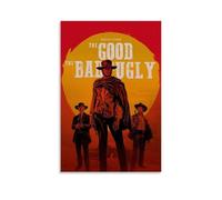 FHILTNMWC Poster de film vintage classique Western The Good, The Bad Film And The Ugly avec cadre en bois intégré pour maison, chambre à coucher, garage, 40 x 60 cm, sans cadre