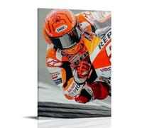 FHILTNMWC Poster Marc Márquez sur toile encadrée avec cadre en bois pour la maison, la chambre à coucher, le garage, 30 x 45 cm, style cadre