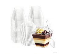 Fhintory 50Pcs Verrines en plastique 60ml, Verrine plastique aperitif, Verrine dessert, pour présenter des recettes de desserts, tiramisu