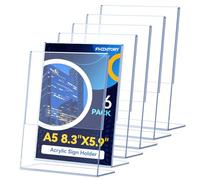 Fhintory Lot de 6 présentoirs de table A5 en acrylique transparent DIN A5 - Présentoir publicitaire en L - Pour bureau, magasin, restaurant, hôtel