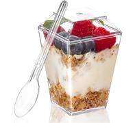 Fhintory Verrines en plastique 160ml, 30Pcs Verrine plastique aperitif, Réutilisable coupelle plastic, Verrine dessert pour présenter des recettes de desserts, tiramisu