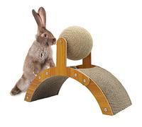 Fhiny Jouet à gratter pour Lapin, sisal Naturel, Balle à gratter avec Bloc en Carton 2 en 1, Jouet interactif griffoir pour Animaux domestiques Chatons, furets, Petits Animaux