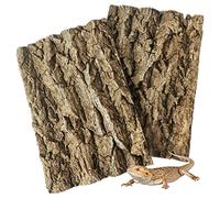 Fhiny Lot de 2 Toiles de Fond en écorce de liège Naturel pour Reptiles, Escalade, Terrarium - Accessoires décoratifs pour Tortue, Dragon, caméléon, Serpent - 29,5 x 19,6 cm
