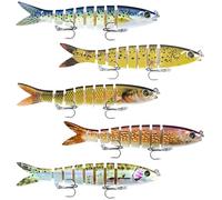 Fhioevt 5 Pièces Leurre Souple Carnassier ABS Multi Articulé Leurre Peche Mer Kit pour Brochet Truite Bar 8 Segment Leurres Souples de Pêche Swimbait pour Pêche en Eau Douce et Mer (13cm/19g)