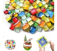 Fhioevt 535 g Pierres de Mosaïque Mosaique en Cristal Irréguliers Mosaique Loisir Creatif Adulte Enfant Petits Morceaux de Mosaïque en Verre pour Bricolage Décoratifs (Mélange de Couleurs)