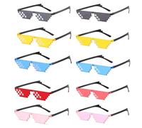 Fhioevt Lot de 10 Lunettes Soleil Enfant Pixel Lunette Festival Pixelated Mosaic Glasses Lunettes de de Soleil Mosaïque Thug Life Lunettes Pixels pour Homme Femm Fêtes et Déguisements (5 couleurs)