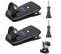 Fhioevt Lot de 2 Fixation Appareil Photo sur Sac à Dos pour Gopro Support Clip de Sangle de Sac à Dos 360 Degrés Rotation Camera Sport Clamp avec Vis Caméras d'action Clip pour DJI Osmo Insta360