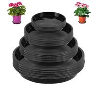 Fhioevt Lot de 20 Soucoupe Pot Fleur Plastique Coupelle Pot de Fleur Soucoupes pour Pots de Fleurs 21cm/17cm/15cm/11cm sous Pot de Fleur Soucoupe Rondes pour Intérieur, Extérieur, Jardin (Noir)