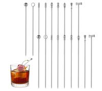 FHISKUNYU 27Pcs Pics à Cocktail en Acier Inoxydable Réutilisables - Set de Pics Apéritif avec 6 Formes pour Fruits, Cocktails et Décorations, Idéal pour Fêtes, Mariages et Événements
