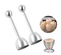 FHISKUNYU, 3 pièces coupe oeuf, éplucheur œufs cuits, coupe-œufs inox Outil en acier inoxydable pour ouvrir les œufs durs et mous, avec tête sphérique