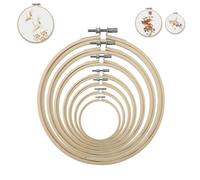 FHISKUNYU, 7 pièces en bambou,cercle broderie, support broderie, anneaux pour broderie au point de croix, pour DIY artisanal, diamètres 20, 19, 18, 17, 12, 9, 7 cm