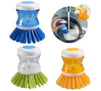 FHISKUNYU Brosse Vaisselle avec Reservoir - Easy Brush Vaisselle 3 Pièces en Silicone avec Poils PBT Ondulés - Design Compact, sans Rayures (Orange, Bleu, Vert)