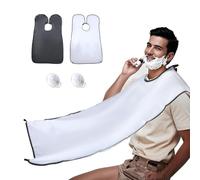 FHISKUNYU Cape de Rasage 2 Pièces | Pour Salon de Coiffure & Usage Quotidien | 4 Ventouses Anti-Dérapantes en Silicone | Tablier Barbe Lavable Noir/Blanc