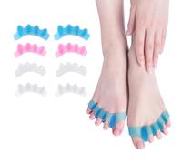 FHISKUNYU écarteur orteil - séparateur orteil pour hallux valgus, design à cinq trous en SEBS, 8 pièces (4 couleurs, 1 paire par couleur), lavable, réutilisable, haute élasticité