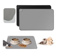 FHISKUNYU Lot de 2 Tapis en Silicone pour Chats et Chiens | 48x30 cm | Imperméable & Antidérapant | Facile à Nettoyer | Noir et Gris
