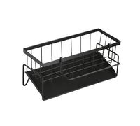 FHISKUNYU Organisateur d'Évier Noir - Porte-Éponge avec Plateau Autovidant, Range-Liquide Vaisselle et Accessoires | Idéal pour Cuisine et Lavabo