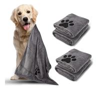 FHISKUNYU Serviette pour Chien Extra Absorbante 2 Pièces - 100 x 50 cm en Microfibre Douce, Lavable en Machine, Idéale pour Séchage Rapide et Toilettage des Chiens et Chats