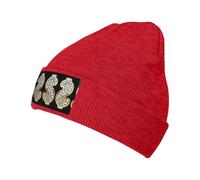 FHIZOAL Bonnet tricoté avec signe du dollar doré - Bonnet classique à revers - Extensible - Chaud et doux - Cadeau de sport de plein air pour homme et femme, Rouge, Taille unique