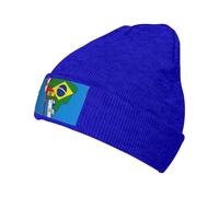 FHIZOAL Bonnet tricoté classique à revers avec drapeaux de l'Amérique du Sud, extensible, chaud et doux, cadeau de sport de plein air pour homme et femme, bleu, Taille unique