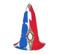 FHIZOAL Cape à capuche avec drapeau de la France Tour Eiffel Outl Halloween pour adolescents sorcières vampires Faucheuse Costume de fête à thème Comic Con