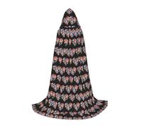 FHIZOAL Cape à capuche avec drapeau en forme de cœur pour adolescents, déguisement, fêtes à thème, cosplay, carnaval, sorcière, vampires