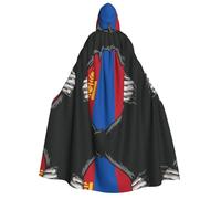FHIZOAL Cape à capuche avec drapeau mongol pour adulte - Cape de sorcière pour Halloween, Noël, cosplay, fêtes à thème