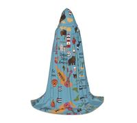 FHIZOAL Cape à capuche avec icônes de carte colorée pour adolescents, déguisement, fêtes à thème, cosplay, carnaval, sorcière, vampires