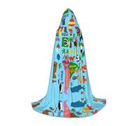FHIZOAL Cape à capuche avec icônes de l'Amérique du Sud pour adolescent, déguisement, fêtes à thème, cosplay, carnaval, sorcière, vampires