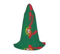 FHIZOAL Cape à capuche avec imprimé de main sur le drapeau du Portugal pour adolescents, sorcière, vampires, faucheuse costumée, fêtes à thème, Comic Con