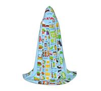 FHIZOAL Cape à capuche carte de l'Irlande avec icônes pour adolescents, déguisement, fêtes à thème, cosplay, carnaval, sorcière, vampires