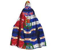 FHIZOAL Cape à capuche drapeau de Cuba avec patria pour adulte - Cosplay - Carnaval - Fête - Faucheuse vampire mystérieuse - Mascarade