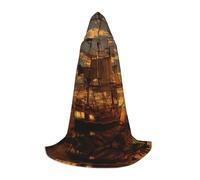 FHIZOAL Cape à capuche fantaisie bateau pirate Halloween pour adolescents sorcières vampires Faucheuse Costume de fête à thème Comic Con