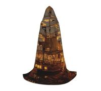 FHIZOAL Cape à capuche fantaisie bateau pirate pour adolescents Déguisement de fête à thème Cosplay Carnaval sorcière vampires