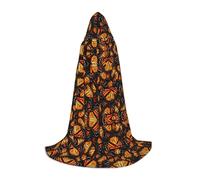 FHIZOAL Cape à capuche Heaps Of Orange Monarque Papillons Halloween pour adolescents sorcières vampires Faucheuse Costume fête à thème Comic Con