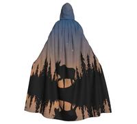 FHIZOAL Cape à capuche Moose Mountain Pine Tree Wilderness pour Halloween, Noël, sorcière, vampires, faucheuse, costumade, fête
