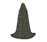 FHIZOAL Cape à capuche noire colorée avec imprimé pattes de chien pour adolescents, déguisement, fêtes à thème, cosplay, carnaval, sorcière, vampires