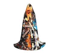 FHIZOAL Cape à capuche pour adolescents avec motif guitare électrique magique, pour cosplay, carnaval, sorcière, vampires